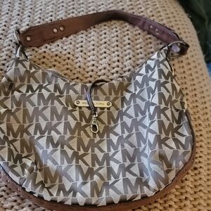 Michael Kors Gray and Brown Hobo Bag